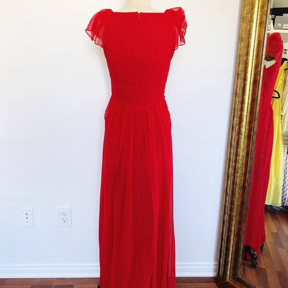 JILL Jill Stuart red silk chiffon maxi gown 2 - Picture 4 of 5